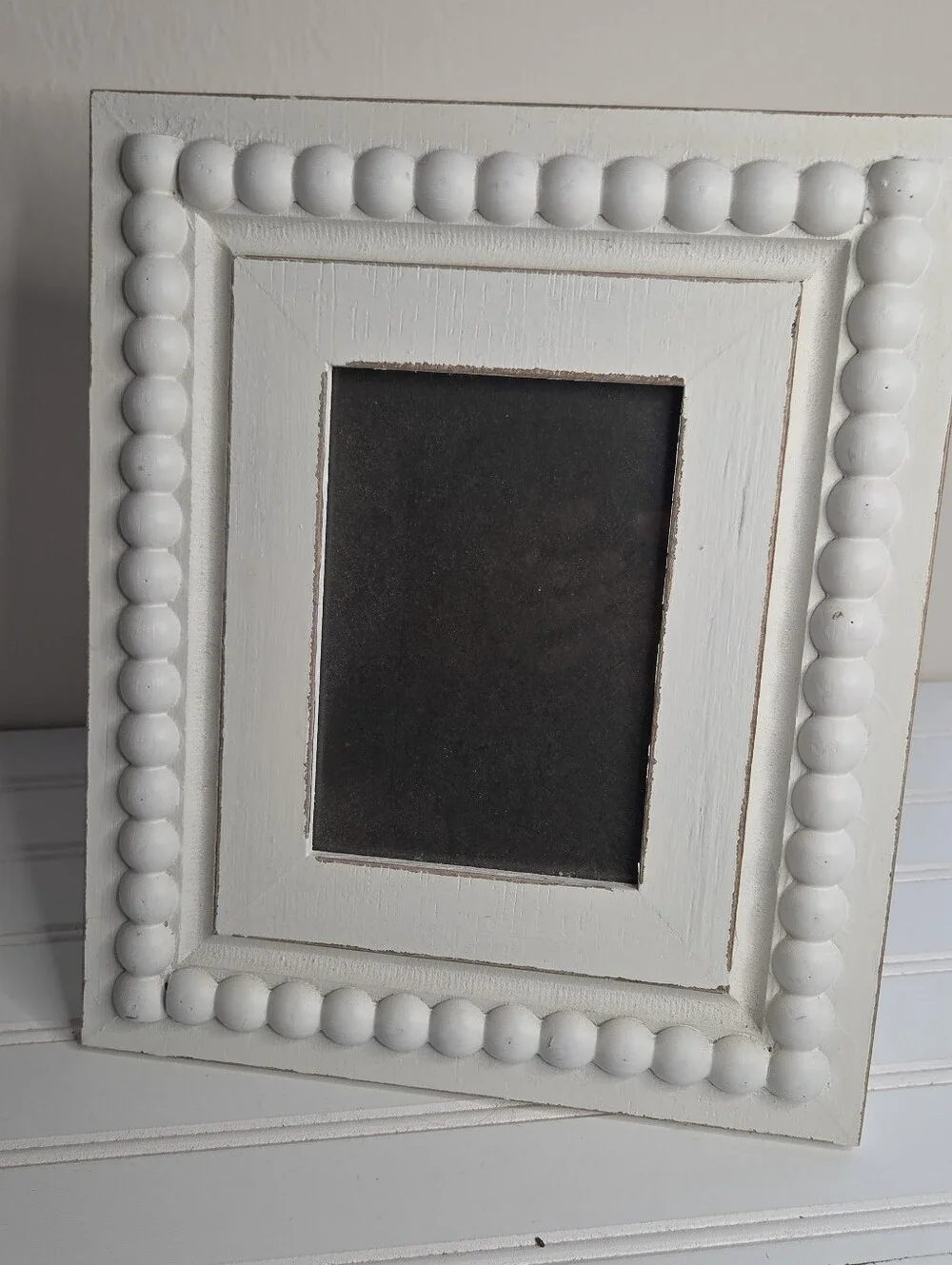 Kirklands White Beaded 5x7 Picture Frame Primitive Farmhouse